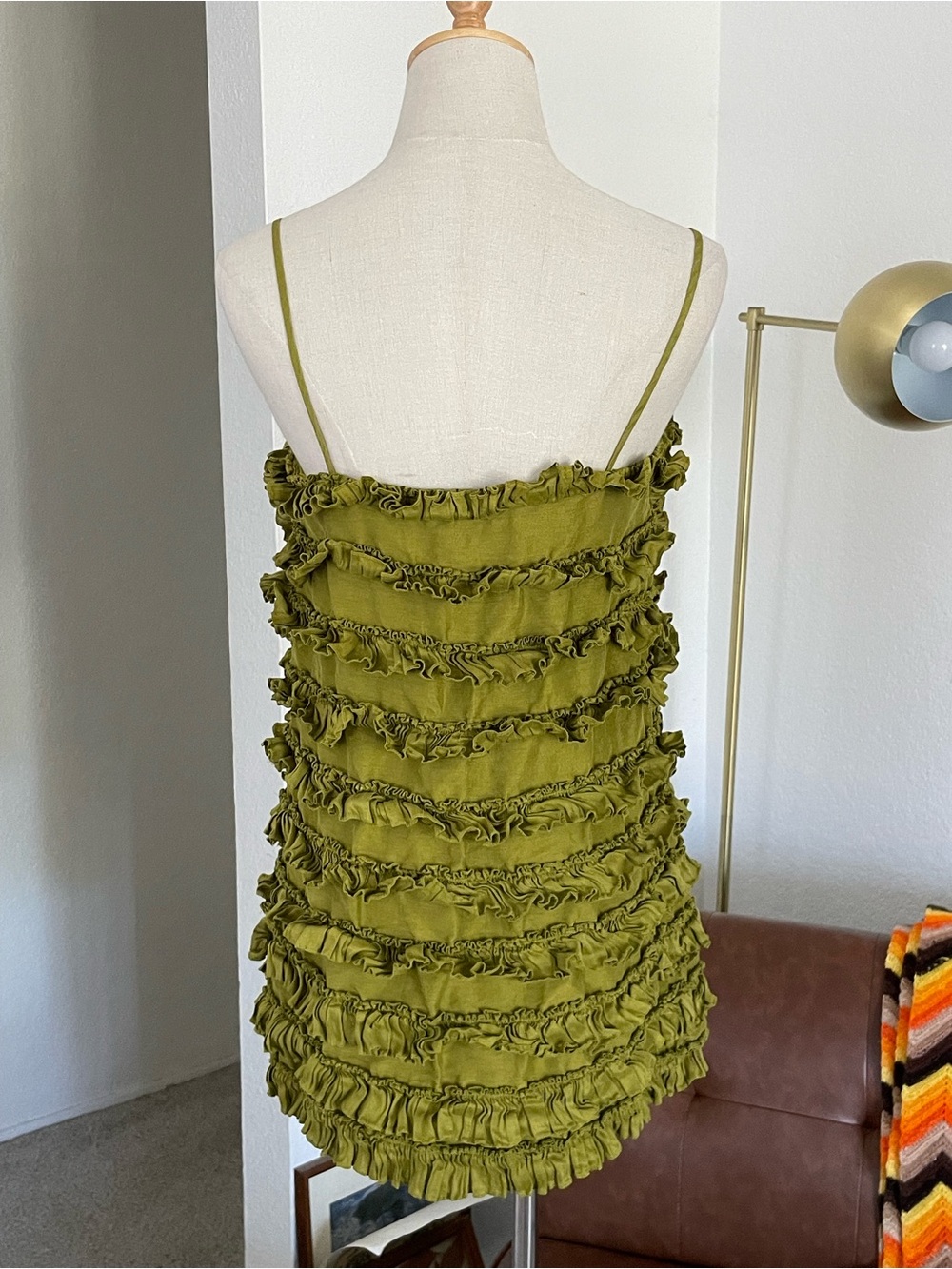 Editions Sezane Princia Ruffle Tier Linen Silk Dress - Picture 3 of 9